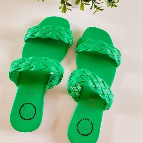 Green Braided Double Strap Sandal - Picture 3 of 5